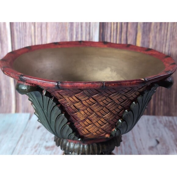 Rare  Exotic Artisan Ornate Footed Fruit Bowl  Pottery Centerpiece Heavy 4.4 lbs - Picture 13 of 17